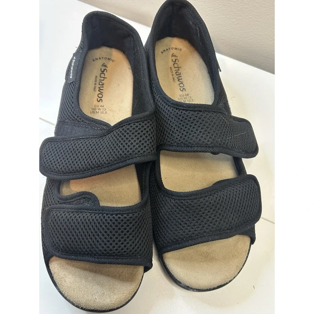 Schawos‎ Anatomic Orthotic Black Sandals EU 44 Slip Resistant Soles Men Sz 10.5